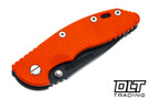 Hinderer 3.5" XM-18 Non Flipper Fullered Spear 20CV - Battle Black DLC Titanium & Blade - Orange G-10