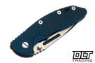 Hinderer 3.5" XM-18 Non Flipper Fullered Spear 20CV - Battle Black DLC Titanium - Satin & Battle Black DLC Blade - Blue & Black G-10