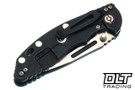 Hinderer 3.5" XM-18 Non Flipper Fullered Spear 20CV - Battle Black DLC Titanium - Satin & Battle Black DLC Blade - Blue & Black G-10