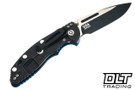 Hinderer 3.5" XM-18 Non Flipper Fullered Spear 20CV - Battle Black DLC Titanium - Satin & Battle Black DLC Blade - Blue G-10 - Back