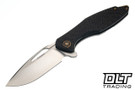 Koenig Arius - Smooth Carbon Fiber Handle - Brightwashed M390 Blade - Polished Flats - Bronze Anodized Hardware