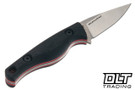 Creely Blades Minnow - Black PETG Handle with Red Liners - MagnaMax Blade - Black Kydex Sheath