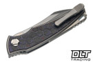 Hawk Talon Auto - Tumbled Titanium - Honeycomb Pattern Purple Haze FatCarbon Overlay - Brightwash M390 Blade
