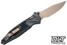 Microtech Socom Ram-Lok - Antique Denim Anodized Titanium with Textured Inlay - Bronzed Stonewash Blade - Bronze Accents - Marfione Select - 160RL-13MS3