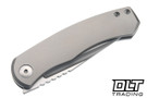 BergBlades Mini Alpha - Light Bead Blasted Titanium - Belt Satin S90V Blade