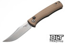 Defiant 7 Clutch - Tan Knurled Texture Aluminum - Stonewash MagnaCut Bowie Blade