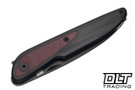 KNAFS Doodler - Black G-10 - Redstone Richlite Inlay - Blackwash S35VN Blade