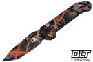 Microtech LUDT Gen III T/E - Bull Shark Gray, Black & Orange Paint Splatter Handle - Splatter Cerakote Blade Blade - Signature Series - 1136S-1BGBK-ORSPLS