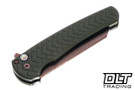 Pro-Tech Malibu - Green Thread Aluminum - Copper Rose PVD MagnaCut Blade - Black Lip Pearl Button