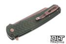 Pro-Tech Malibu - Green Thread Aluminum - Copper Rose PVD MagnaCut Blade - Black Lip Pearl Button