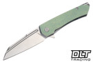 MachineWise Mojave - Light Green Raw Distress Mosaic Titanium - Polished Stonewash S90V Blade #SZI-06