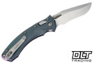 Microtech Amphibian Mini Ram-Lok - Nebula Green Fluted Titanium - Stonewash Blade - Purple Accents - Marfione Select - 137MRL-10FLMS17