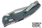 Microtech Amphibian Mini Ram-Lok - Nebula Green Fluted Titanium - Stonewash Blade - Purple Accents - Marfione Select - 137MRL-10FLMS17