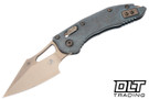 Microtech Mini Stitch Ram-Lok - Antique Denim Slab Side Titanium - Bronzed Stonewash Blade - Bronze Accents - Marfione Select - 169MRL-13MS3
