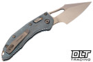 Microtech Mini Stitch Ram-Lok - Antique Denim Slab Side Titanium - Bronzed Stonewash Blade - Bronze Accents - Marfione Select - 169MRL-13MS3
