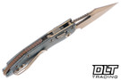 Microtech Mini Stitch Ram-Lok - Antique Denim Slab Side Titanium - Bronzed Stonewash Blade - Bronze Accents - Marfione Select - 169MRL-13MS3