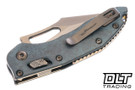 Microtech Mini Stitch Ram-Lok - Antique Denim Slab Side Titanium - Bronzed Stonewash Blade - Bronze Accents - Marfione Select - 169MRL-13MS3
