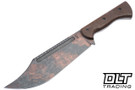WTG V-44B - Brown Burlap Canvas Micarta - Partial Rugged Copper Washed Blade - Black Kydex