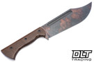 WTG V-44B - Brown Burlap Canvas Micarta - Partial Rugged Copper Washed Blade - Black Kydex