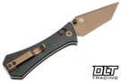 Auxiliary Manufacturing Deadhead Pocket Coffin Tanto Crossbar - Black G-10 - Rose Gold PVD 19C27 Blade