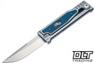 Reate EXO-M Elmax Drop Point - Blue Titanium Inlay