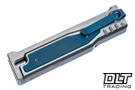 Reate EXO-M Elmax Drop Point - Blue Titanium Inlay