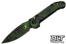 Microtech LUDT Gen III S/E - Black & Parakeet Green Camo Handle - Topographic Blade Blade - Signature Series - 1135S-1TPBKPGCS