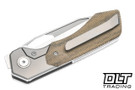 High Grain Designs DeVille R2 - Bead Blasted Ti - Green Canvas Micarta - Two Tone Satin Elmax Blade