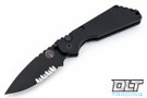 Pro-Tech Strider SnG - Black handle - Partially Serrated Black Blade