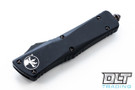 Microtech Marfione Custom Combat Troodon - Damascus - Black Aluminum - Ringed Copper Hardware - #49