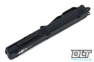 Microtech 119-1DLC Ultratech Hellhound - Black Handle - Contoured - Two-Tone Black Blade