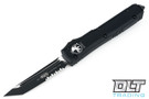 Microtech 123-2UMS Ultratech Tactical T/E - Black Handle - Contoured - Two-Tone Black Blade - Partially Serrated