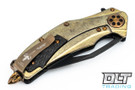 Marfione Custom Mini-Matrix - Carbon Fiber Handle - Gold Titanium Frame - DLC Stonewash Blade