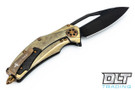 Marfione Custom Mini-Matrix - Carbon Fiber Handle - Gold Titanium Frame - DLC Stonewash Blade