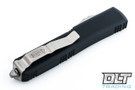 Microtech 123-2 Ultratech T/E - Black Handle - Contoured - Two-Tone Black Blade - Partial Serrations