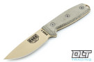 ESEE 3PM - Modified Pommel - Green Sheath - M.O.L.L.E Back - Desert Tan Blade
