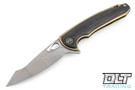 We Knife 810C - Gold Titanium Liner - Carbon Fiber Scale - Stonewashed Blade