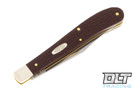 Case Barehead Slimline Trapper Working Knife with a brown Delrin handle and a stainless-steel clip-point blade shown folded on the badge side.