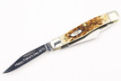 Case Medium Stockman CV Amber Bone showing an engraved knife blade