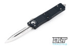 Microtech 138-6 Troodon D/E - Black Handle  - Full Serrations - Satin Blade