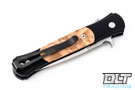 Pro-Tech Don - Black Handle - Maple Burl Inlay - Satin Blade