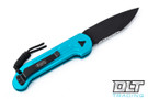 Microtech 135-2TQ LUDT - Turquoise Handle  - Black Blade - Partial Serrations