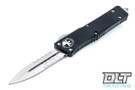 Microtech 142-11 Combat Troodon D/E - Black Handle  - Partial Serrations - Stonewashed Blade