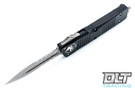 Microtech 142-11 Combat Troodon D/E - Black Handle  - Partial Serrations - Stonewashed Blade