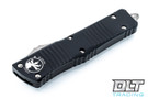 Microtech 142-11 Combat Troodon D/E - Black Handle  - Partial Serrations - Stonewashed Blade