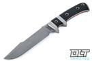 Oxus - Stonewashed Blade - Black Micarta - Orange Liners - Stainless Bolster