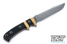 Oxus - Stonewashed Blade - Black Micarta - Red Liners - Brass Bolster