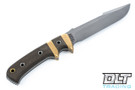 Oxus - Stonewashed Blade - OD Green Micarta - Brass Bolster