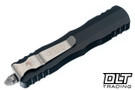 Microtech 225-12 Dirac D/E - Black Handle  - Full Serrations - Stonewashed Blade