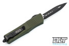 Microtech 138-3OD Troodon D/E - Green Handle  - Full Serrations - Black Blade
